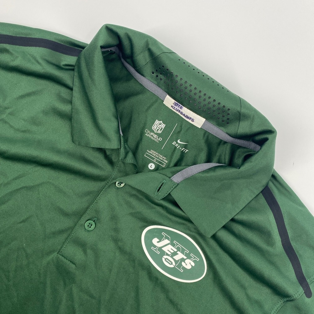 New York Jets Mens Large Green Nike Dri FIT Onfield Polo Shirt NFL Vented Active
